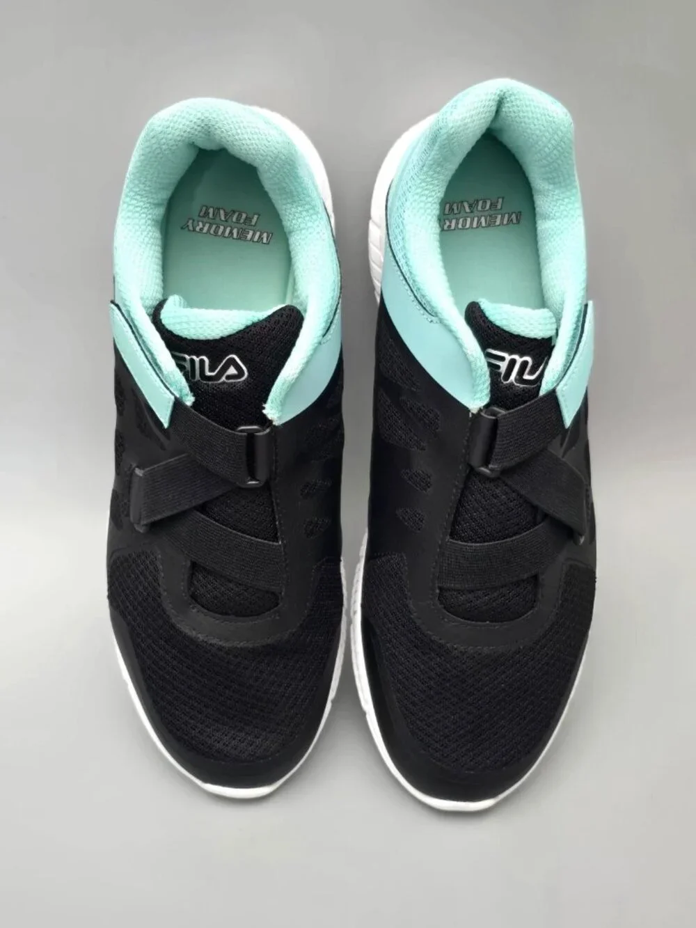 Fila Memory Finity Foam Black Light Blue Running Sneakers Women's Size 11